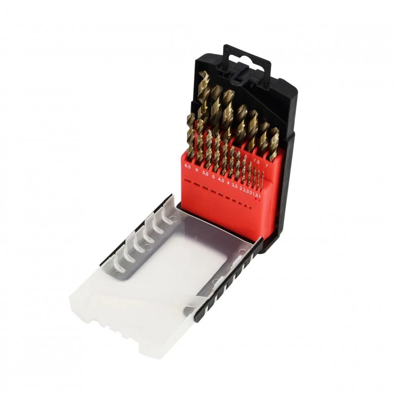 AWTOOLS Kobalta metāla urbju komplekts 19 gab. 1.0-10.0mm HSS-Co M35 DIN 338