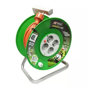 AWTOOLS Dārza pagarinātāja kabelis uz ruļļa 20m 3x1mm 10A/2300W