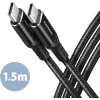 AXAGON BUCM-CM15AB USB-C uz USB-C 2.0 kabelis, 1,5m, PD 60W, 3A, pīts - Melns