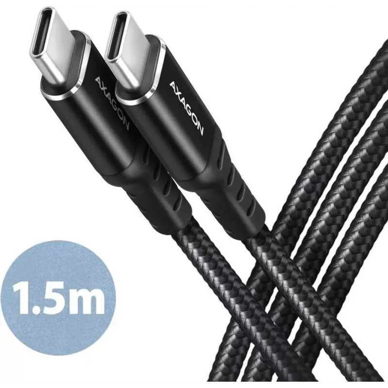 AXAGON BUCM-CM15AB USB-C uz USB-C 2.0 kabelis, 1,5m, PD 60W, 3A, pīts - Melns