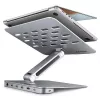 AXAGON HMC-STND Notebook Statīvs 10-16 collām ar 7-in-1 USB-C centrmezglu, 4K HDMI, 100W PD, Gigabit Ethernet, SD karšu lasītāju – Sudraba
