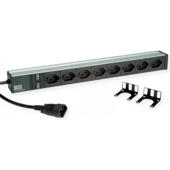 Bachmann 19 collu 1U 8 vietu C13 90° leņķa PDU ar C14 ieeju, 2m kabelis (800.4023)
