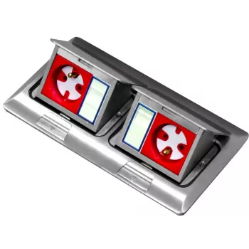 BACHMANN Mini grīdas kārba 2x3M – dubultā virsmas un grīdas kārba 45x45 mm moduļiem, ar paceļamu vāku, pelēka