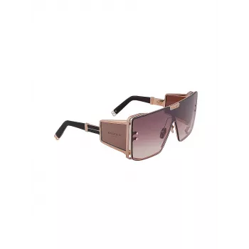 Balmain BPS-102M-146 Unisex Saulesbrilles - Melnas ar zelta toņa akcentiem, Pelēka nokrāsa, 61/14/145 mm