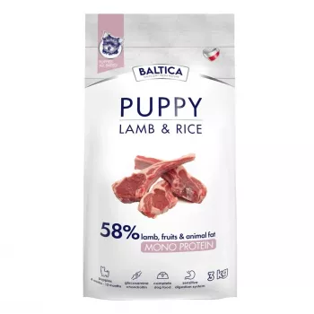 BALTICA Nutraceutic Kucēnu Jērs ar Rīsiem Mono Sausā Suņu Barība 3 kg