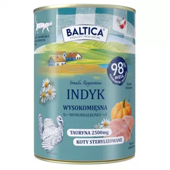 BALTICA Smaki regionów Turkey Mono - Mitrā kaķu barība - 400g