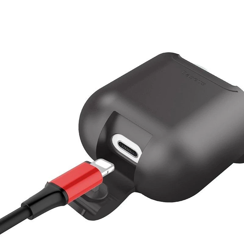 Baseus Apple 2in1 silikona aizsargapvalks un bezvadu lādētāja maciņš AirPods, melns