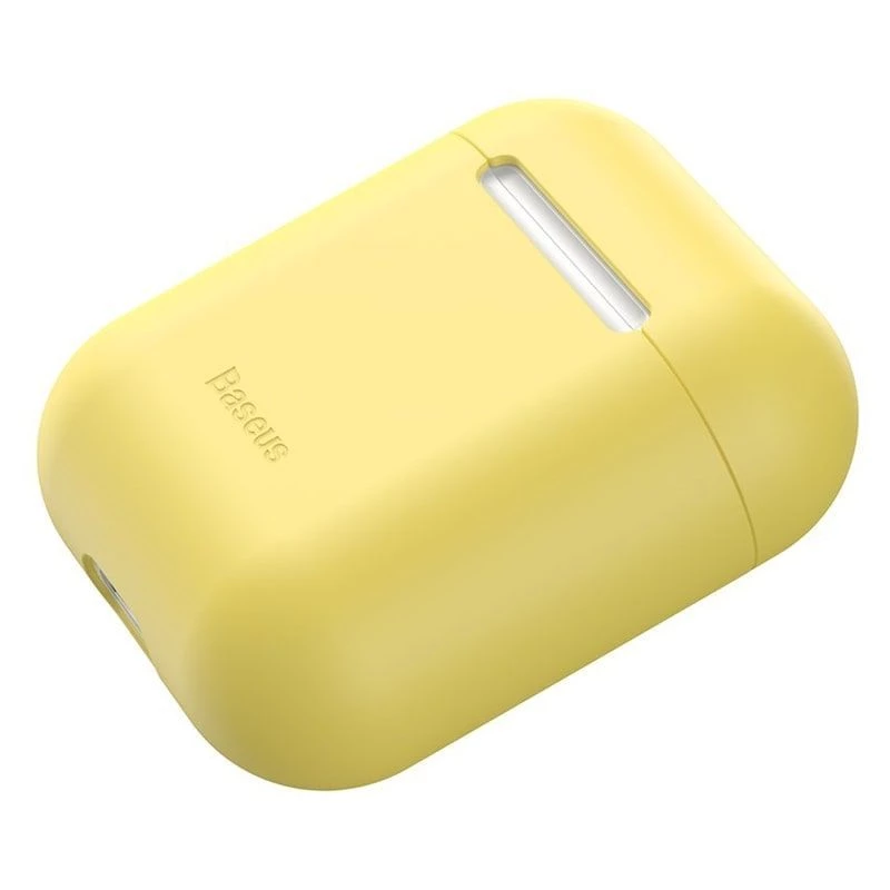 Baseus Apple Silica Series Ultra-plāns silikona aizsargmaciņš AirPods 1/2 dzeltenā krāsā