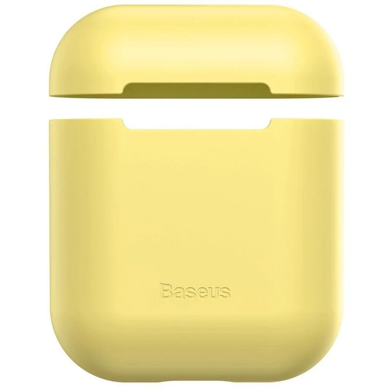 Baseus Apple Silica Series Ultra-plāns silikona aizsargmaciņš AirPods 1/2 dzeltenā krāsā
