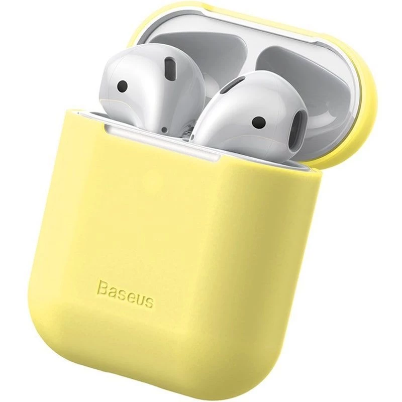 Baseus Apple Silica Series Ultra-plāns silikona aizsargmaciņš AirPods 1/2 dzeltenā krāsā
