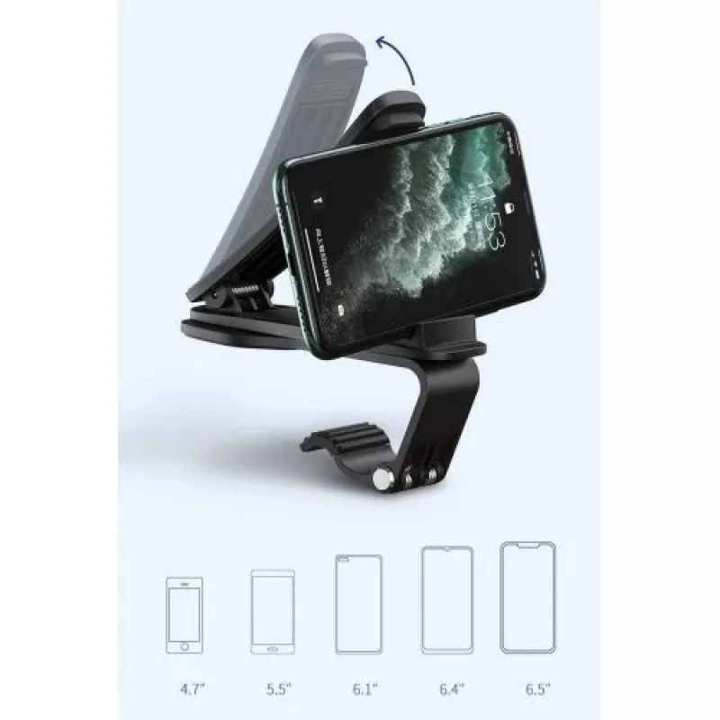 Baseus Big Mouth Pro Auto Turētājs - Montāžai uz paneļa un vējstikla, 360° rotācija, izvelkama roka, melns