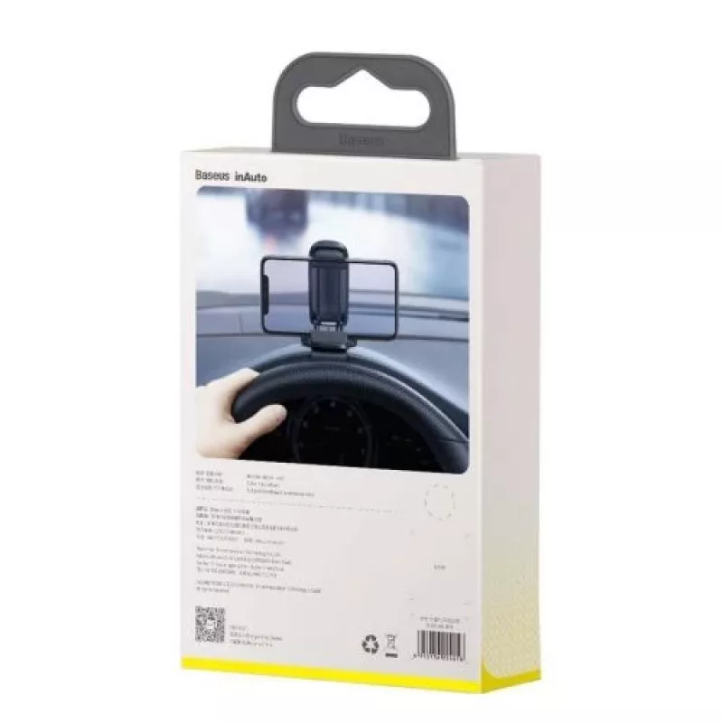 Baseus Big Mouth Pro Auto Turētājs - Montāžai uz paneļa un vējstikla, 360° rotācija, izvelkama roka, melns