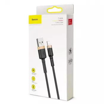 Baseus Cafule Lightning kabelis 2A 3m Zelts/Melns (CALKLF-RV1)