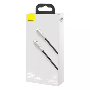 Baseus Cafule Series Metal USB-C to Lightning kabelis PD 20W 1m Melns
