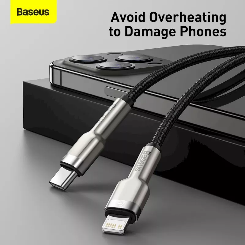 Baseus Cafule Series Metal USB-C to Lightning kabelis PD 20W 1m Melns