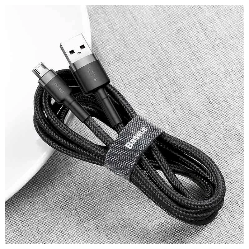 Baseus Cafule USB 2.0 Type A uz Micro B vīrietis-vīrietis kabelis 2m (Melns)