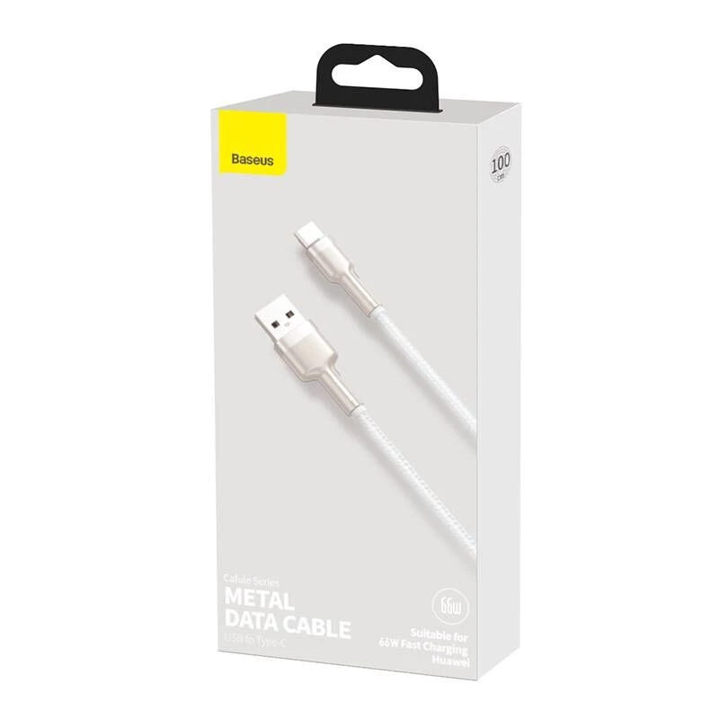 Baseus Cafule USB-A uz USB-C kabelis, 66W, 1m, Balts