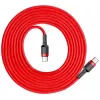Baseus Cafule USB-C uz USB-C PD 2.0 60W Flash Charging kabelis, 2m, sarkans (CATKLF-H09)