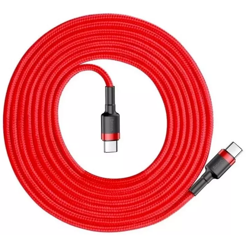 Baseus Cafule USB-C uz USB-C PD 2.0 60W Flash Charging kabelis, 2m, sarkans (CATKLF-H09)