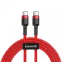 Baseus Cafule USB-C uz USB-C PD 2.0 60W Flash Charging kabelis, 2m, sarkans (CATKLF-H09)