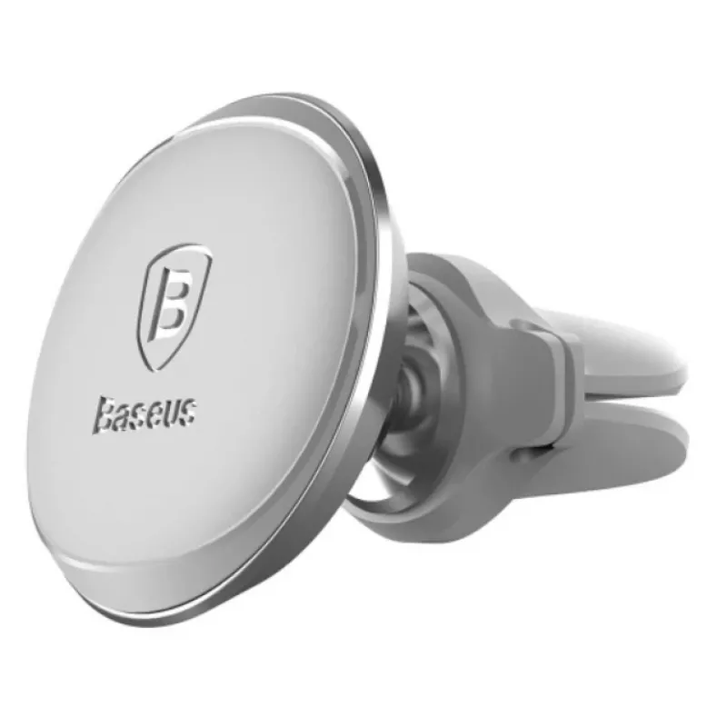 Baseus Car Mount Magnētiskais Auto Telefona Turētājs (Ventilācijas Atvere) 360 Grādi ar Kabeļa Klipsi, Sudrabs