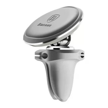Baseus Car Mount Magnētiskais Auto Telefona Turētājs (Ventilācijas Atvere) 360 Grādi ar Kabeļa Klipsi, Sudrabs