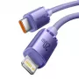 Baseus Crystal Shine Series USB-C uz Lightning ātrās uzlādes datu kabelis 20W 1.2m violets (CAJY000205)