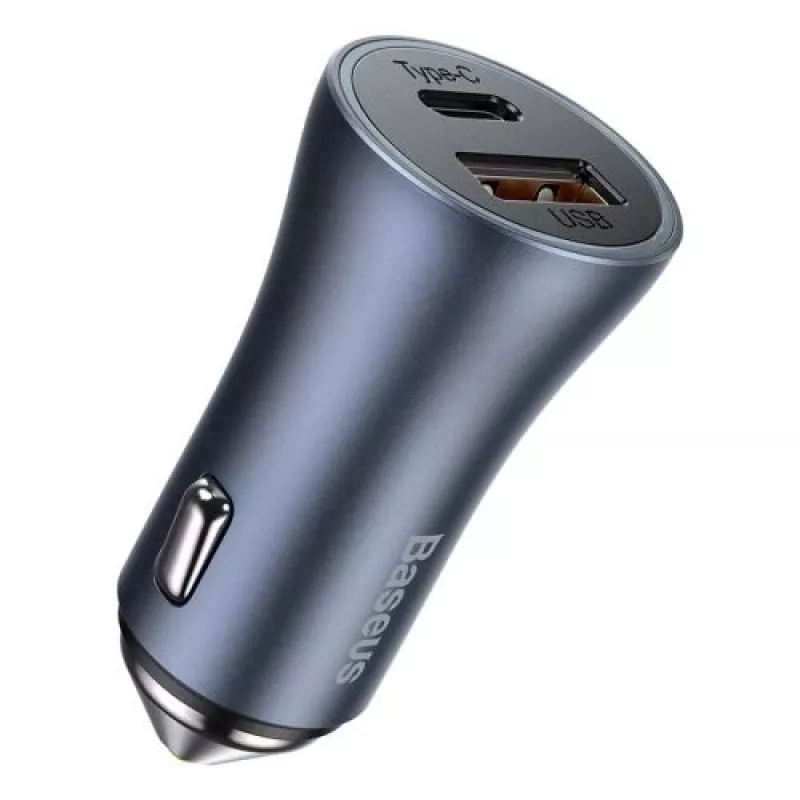 Baseus Golden Contactor Pro Car Charger 40W USB-A USB-C QC4.0+ PD SCP Grey