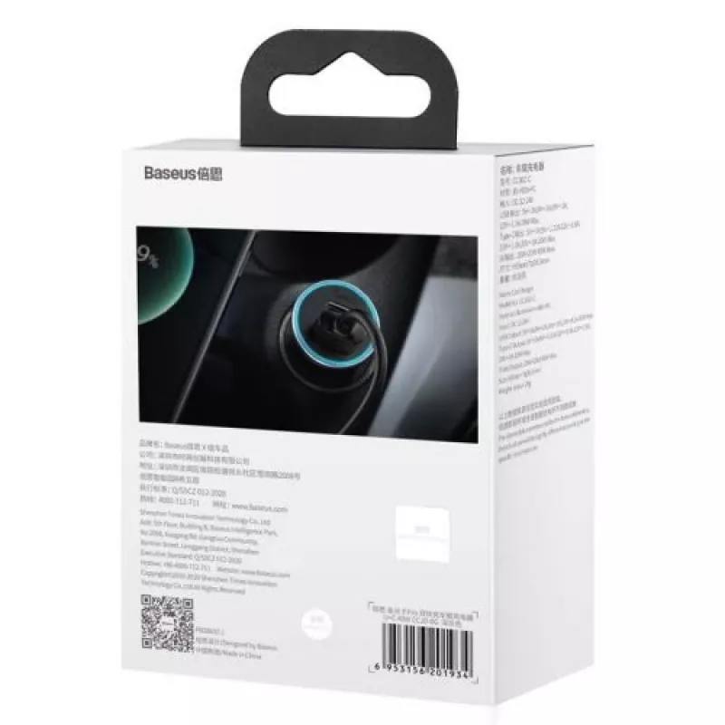 Baseus Golden Contactor Pro Car Charger 40W USB-A USB-C QC4.0+ PD SCP Grey