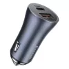 Baseus Golden Contactor Pro Dual Quick Car Charger 40W USB-C + USB-A PD 3.0 QC 4+ SCP FCP AFC ar Type-C uz Lightning kabeli 1m Melns Tumši Pelēks