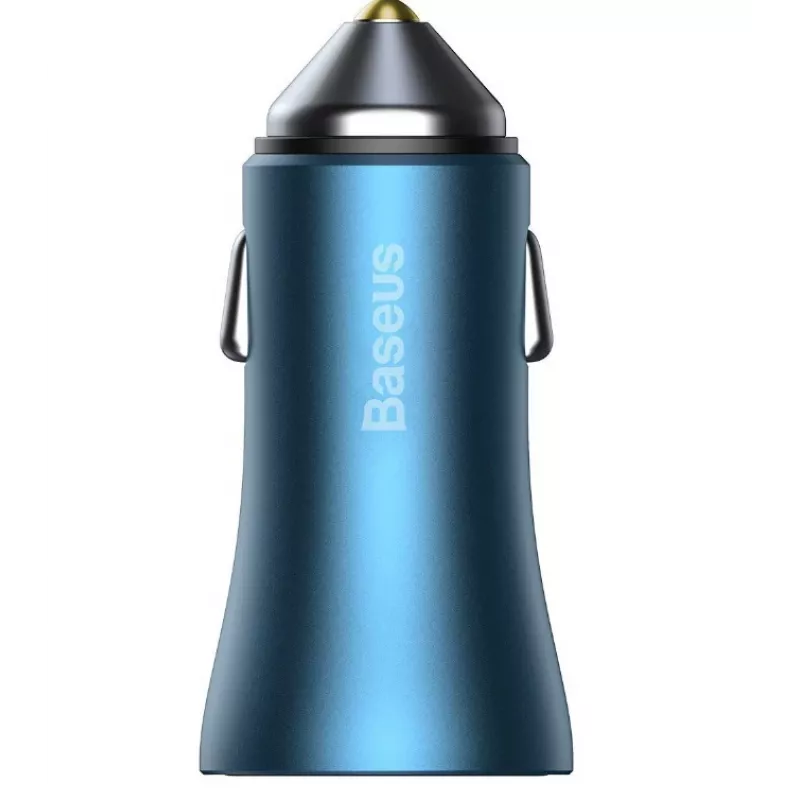 Baseus Golden Contactor Pro Dual Quick Car Charger 40W ar USB-C uz Lightning kabeli 1m Zils