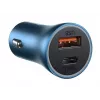 Baseus Golden Contactor Pro Dual Quick Car Charger 40W ar USB-C uz Lightning kabeli 1m Zils