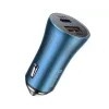 Baseus Golden Contactor Pro Dual Quick Car Charger 40W ar USB-C uz Lightning kabeli 1m Zils