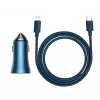 Baseus Golden Contactor Pro Dual Quick Car Charger 40W ar USB-C uz Lightning kabeli 1m Zils