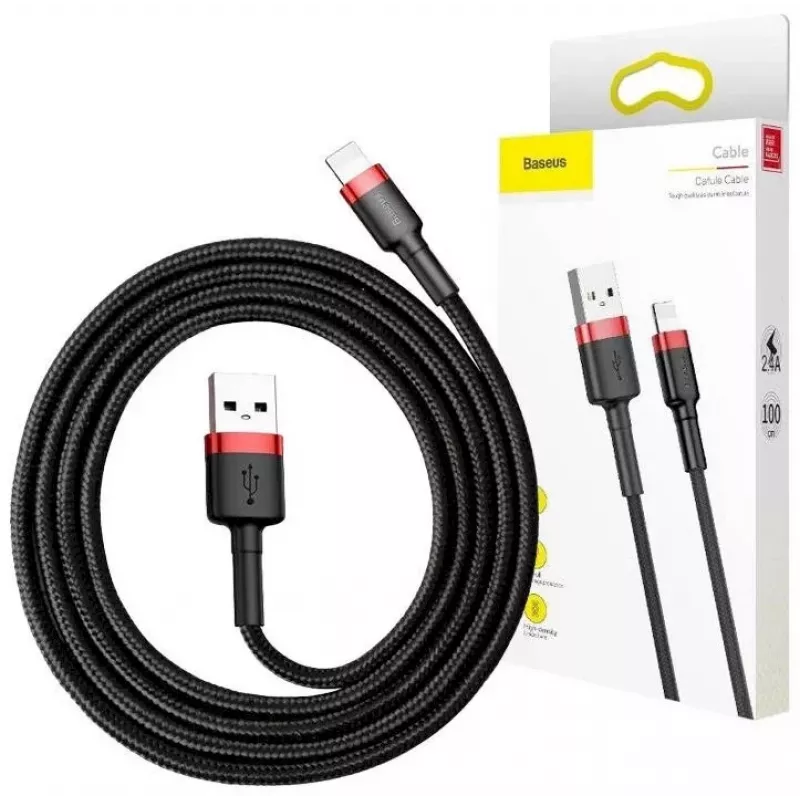 Baseus Lightning Cafule kabelis 2A, 3m Sarkans/Melns (CALKLF-R91)
