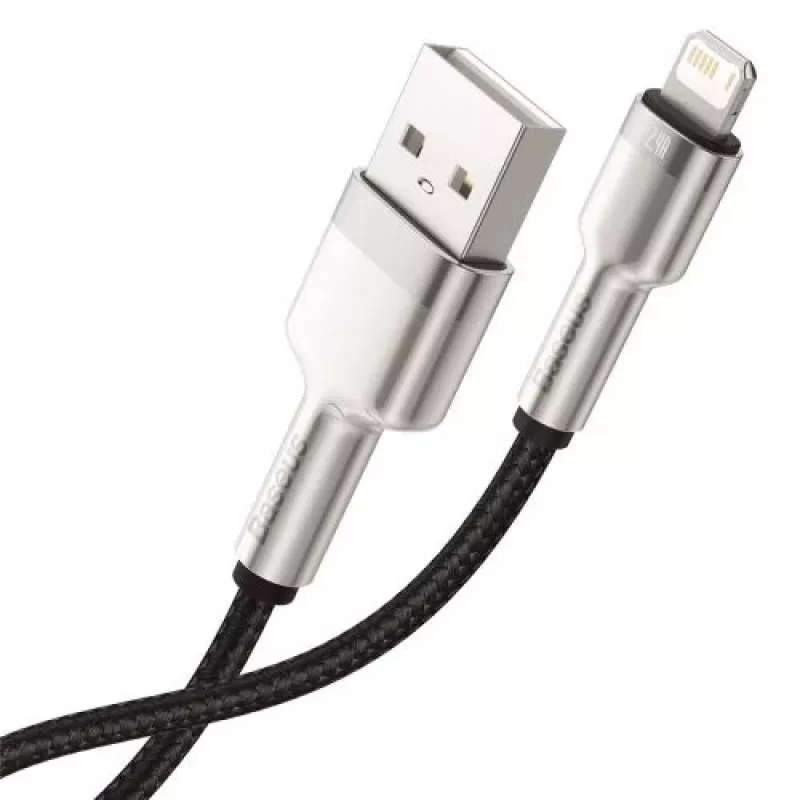 Baseus Lightning Cafule Series Metal Data Cable 2.4A 0.25m Melns