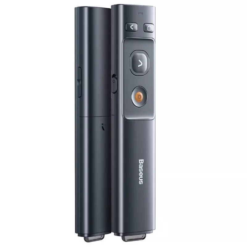 Baseus Orange Dot bezvadu prezentācijas tālvadības pults ar sarkanu lāzera rādītāju (2.4GHz, USB-A, Space Grey)