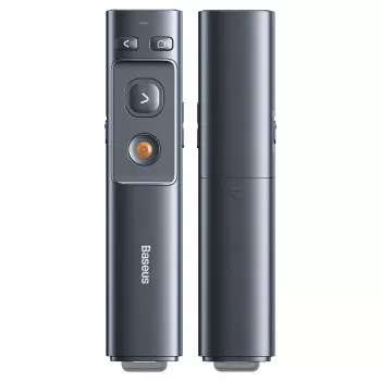 Baseus Orange Dot bezvadu prezentācijas tālvadības pults ar sarkanu lāzera rādītāju (2.4GHz, USB-A, Space Grey)