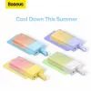 Baseus Popsicle 5200mAh 20W Power Bank ar iebūvētu Lightning kabeli un balts Baseus Simple USB-C uz USB-C 60W 30cm kabelis - Dzelteni-Rozā