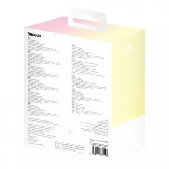 Baseus Popsicle 5200mAh 20W Power Bank ar iebūvētu Lightning kabeli un balts Baseus Simple USB-C uz USB-C 60W 30cm kabelis - Dzelteni-Rozā