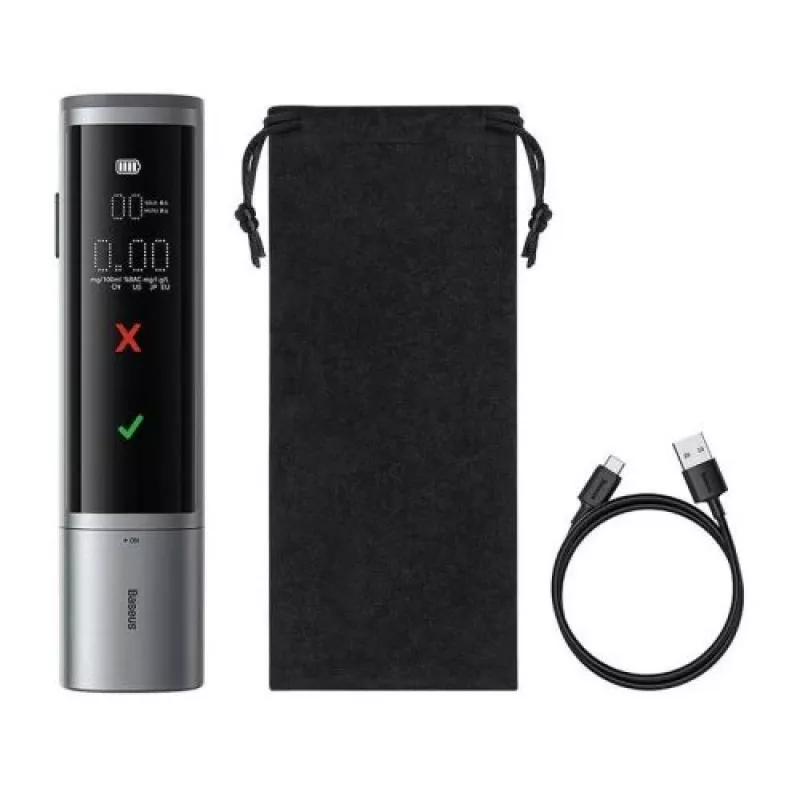 Baseus SafeJourney Pro automobiļa alkohola tests, pelēks, USB-C, 470 mAh