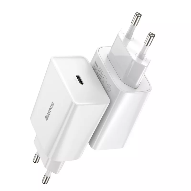 Baseus Speed Mini Quick Charger, USB-C, PD, 3A, 20W (Balts)
