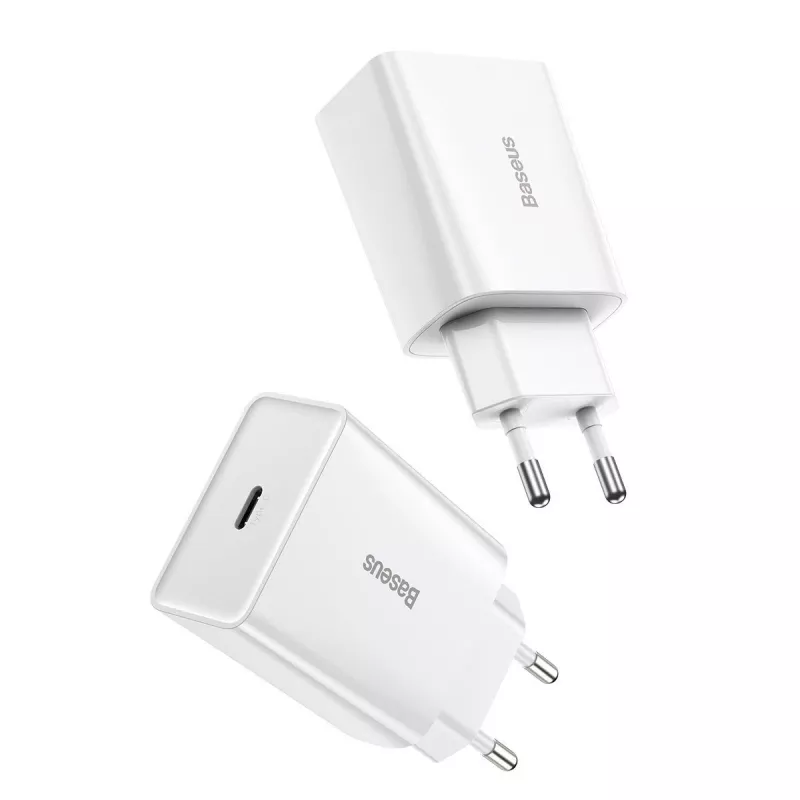 Baseus Speed Mini Quick Charger, USB-C, PD, 3A, 20W (Balts)