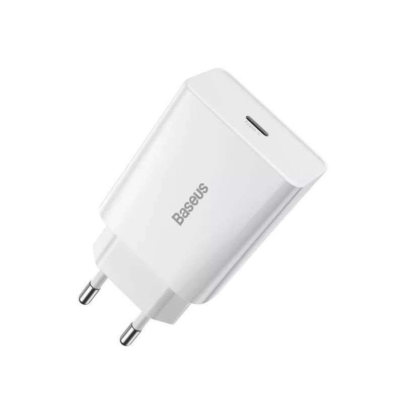 Baseus Speed Mini Quick Charger, USB-C, PD, 3A, 20W (Balts)
