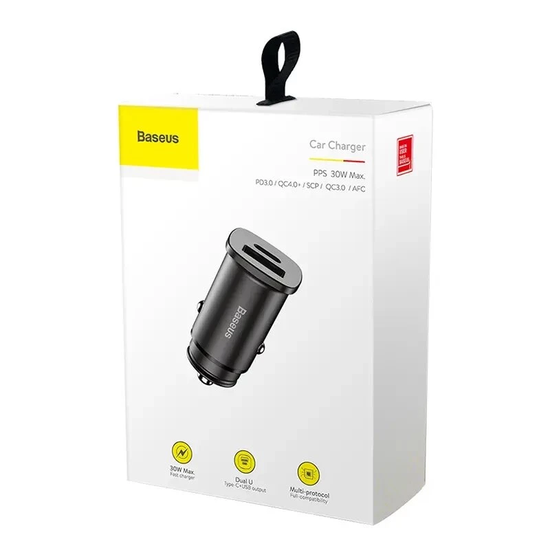 Baseus Square Car Charger PPS QC4.0 / PD3.0 5A 30W (Melns)