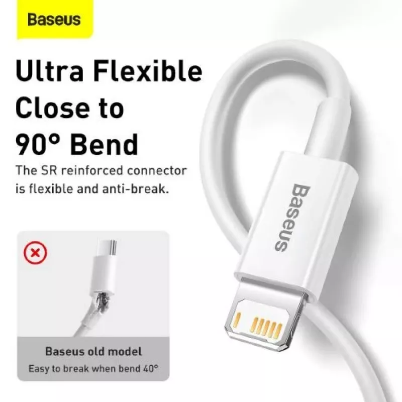 Baseus Superior Series Lightning kabelis, ātra uzlāde, dati 2.4A, 1.5m balts (CALYS-B02)