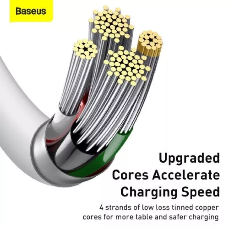 Baseus Superior Series Lightning kabelis, ātra uzlāde, dati 2.4A, 1.5m balts (CALYS-B02)