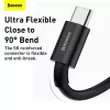 Baseus Superior Series USB-A uz USB-C ātrās uzlādes datu kabelis, 66W (11V/6A), 2m, Melns (CATYS-A01)