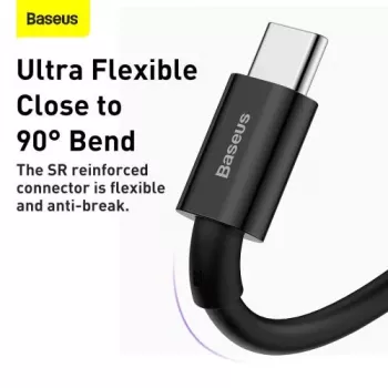 Baseus Superior Series USB-A uz USB-C ātrās uzlādes datu kabelis, 66W (11V/6A), 2m, Melns (CATYS-A01)