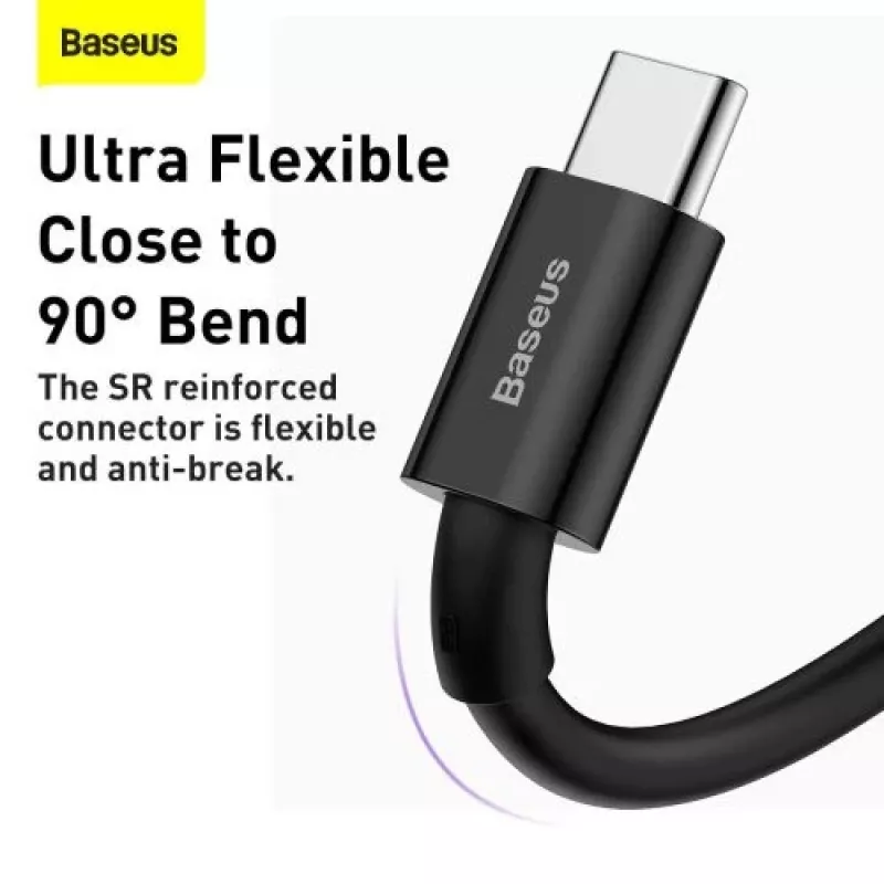Baseus Superior Series USB-A uz USB-C ātrās uzlādes datu kabelis, 66W (11V/6A), 2m, Melns (CATYS-A01)
